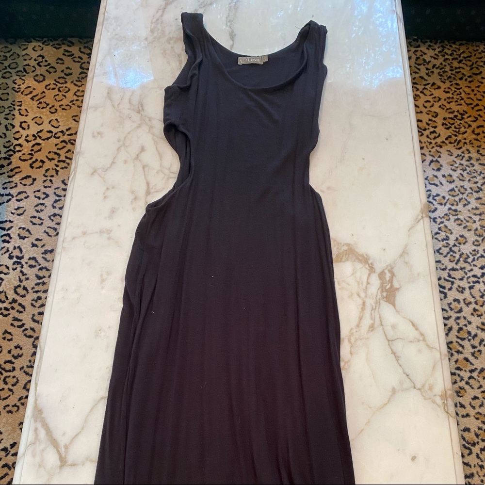 Black Floor Length Maxi Dress with Cut Outs